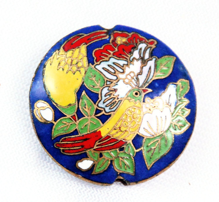 Blue Cloisonne Bird Pendant Vintage Chinese