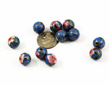 Cloisonne Blue Round Beads Vintage Chinese