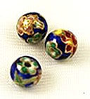 Porcelain Enamel Blue Floral Round Beads