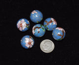 Cloisonne Blue Round Beads Vintage Chinese 16mm