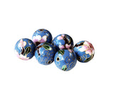 Cloisonne Blue Round Beads Vintage Chinese 16mm