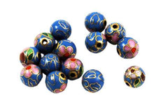 Cloisonne Blue Round Beads Vintage Chinese