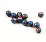 Cloisonne Blue Round Beads Vintage Chinese