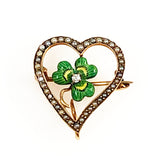 Victorian Shamrock gold watch pin