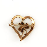 Victorian Clover & Heart 12K Gold Watch Pin 