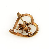Victorian gold pearl heart pin