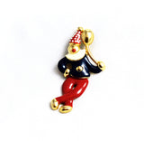 Enamel Red White and Blue Clown Brooch Moveable
