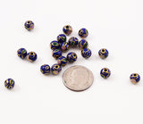Cloisonne Navy Round Beads Vintage Chinese 6mm