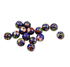 Cloisonne Cobalt Blue Round Beads Vintage Chinese (6)
