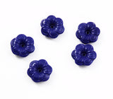 Cobalt Blue Glass Flower Beads - Vintage German