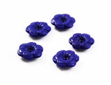 Back of Cobalt Blue Glass Flower Beads - Vintage German