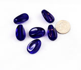 Pinched Cobalt Blue Glass Oval Beads