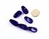 Pinched Cobalt Blue Glass Oval Beads