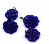 Cobalt Blue Waffle Glass Dangle Beads
