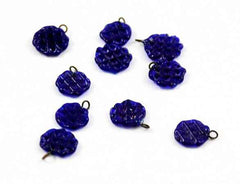 Cobalt Blue Glass Dangle Beads - Vintage (12)