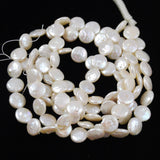 White Freshwater Pearl Coin Beads Strand