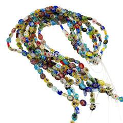 Colorful Glass Millefiori Beads Flat Ovals Lamp Work
