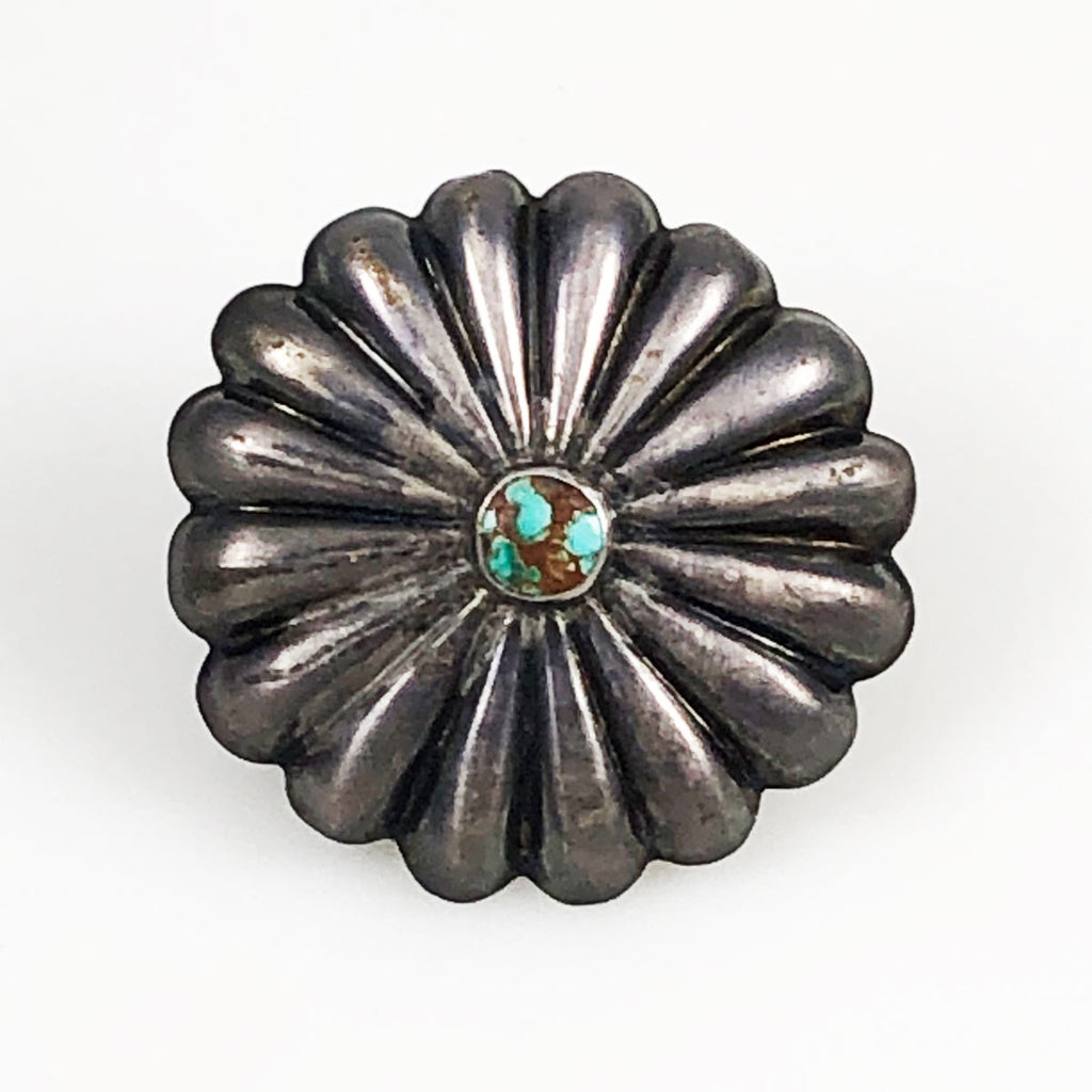 Native American Sterling & Turquoise Concho Ring