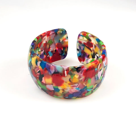 Colorful Confetti Lucite Cuff Bracelet