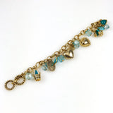 Romantic Gold and Turquoise Charm Bracelet by Cookie Lee