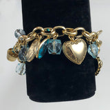 Romantic Gold and Turquoise Charm Bracelet by Cookie Lee