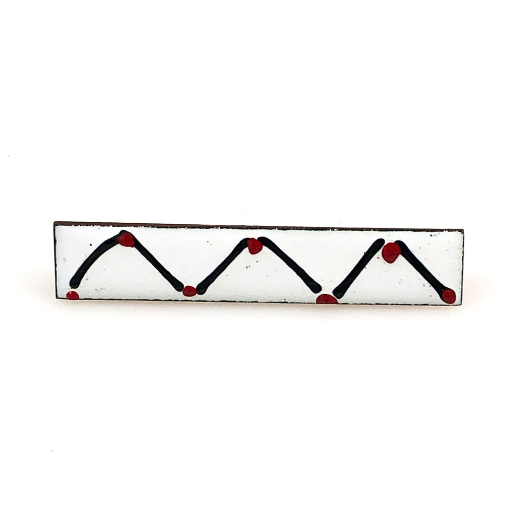 Copper & Enamel Bar Brooch Mid-Century Modern Vintage