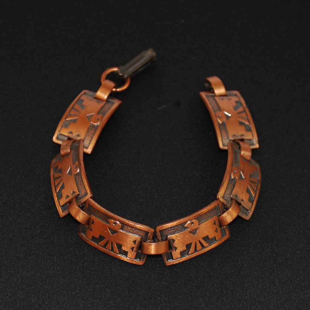 Vintage Copper Thunderbird Native American Bracelet