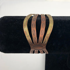 Copper Stamped Cuff Bracelet Vintage