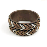 Mixed Metal Chevron Bangle Bracelet
