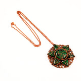Copper & Green Confetti Glass Necklace Earring Set