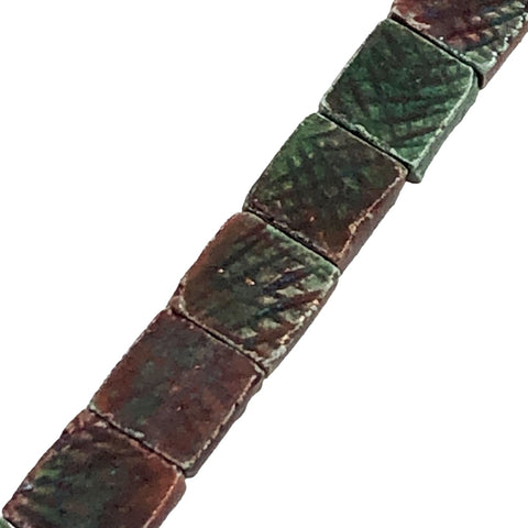 Copper & Green Raku Square Beads