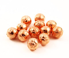 Large Round Copper Rose Beads 12mm, 16mm- 12 beads