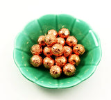 Large Round Copper Rose Beads 20mm in green bowl