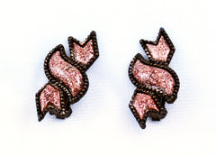 Copper & Lucite Confetti Clip On Earrings 1950's