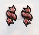 Copper & Lucite Confetti Clip On Earrings 1960's