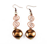 Copper Coil Dangle Pierced Earrings