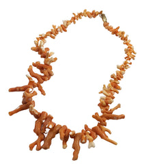 Salmon Orange Branch Coral Necklace NOS