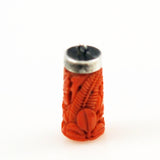 Salmon Coral Carved Charm Sterling Victorian