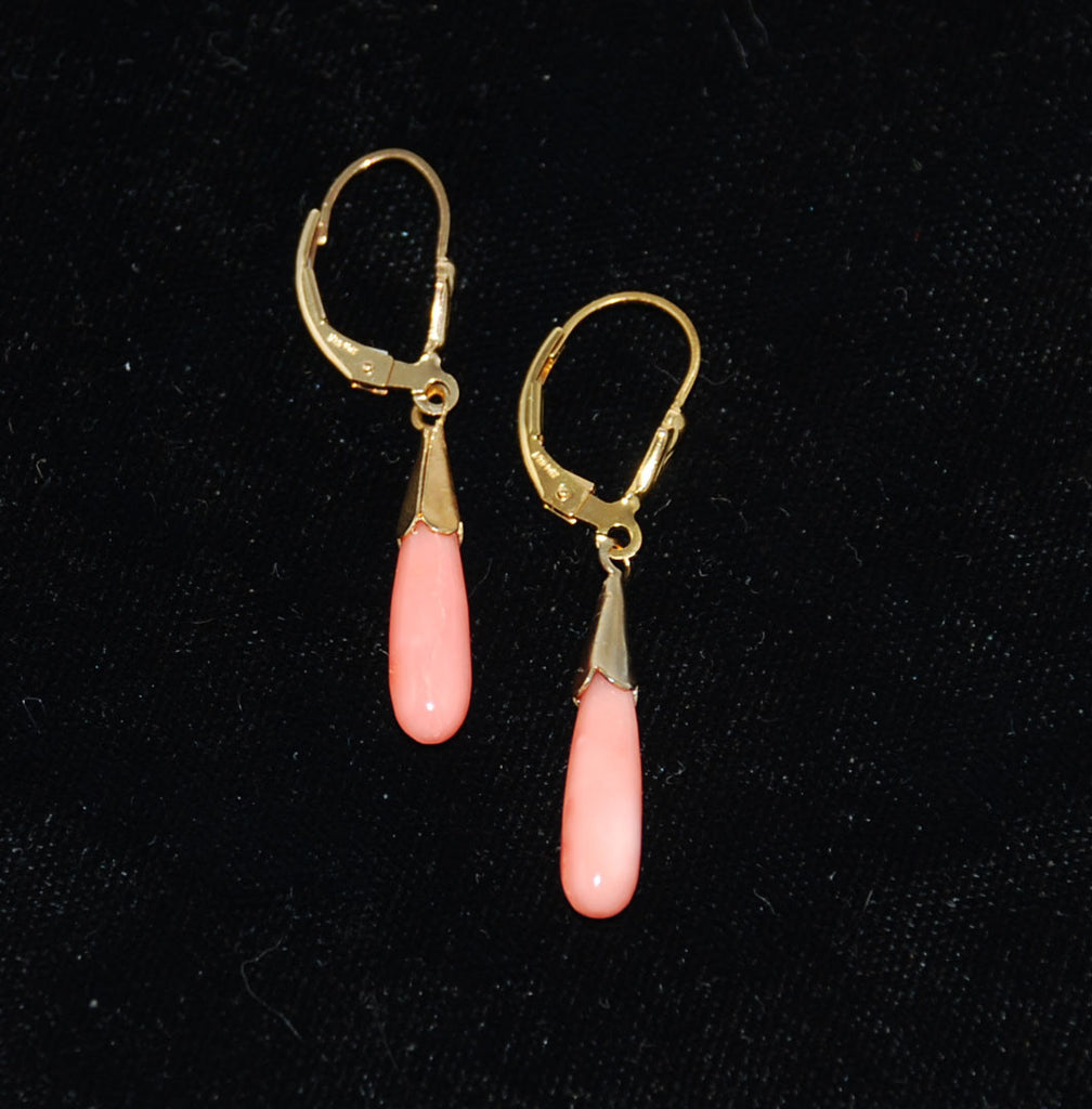 Pink Coral Drop Earrings 14Kt Gold Filled