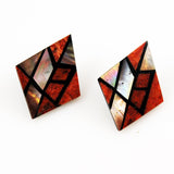 Vintage red coral mother of pearl earrings