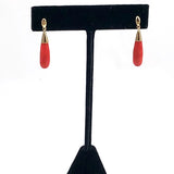 Red Coral Drop & 14K Gold Earrings