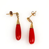 Red Coral 14K Gold Earrings