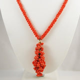 Faux Salmon Coral Tassel Necklace