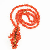 Faux Salmon Coral Tassel Necklace