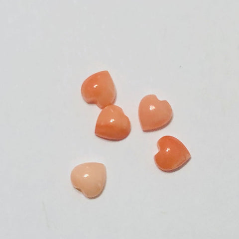 Pink Carved Coral Hearts NOS (6)