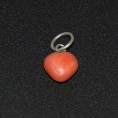 Salmon Coral Heart Charm Antique Victorian