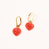 Pink Coral Heart Earrings 14Kt Gold Filled Vintage