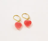 Back of Pink Coral Heart Earrings 14Kt Gold Filled Vintage