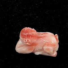 Carved Angel Skin Coral Monkey Pendant Bead 29 carats