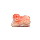 Carved Angel Skin Coral Monkey Pendant Bead